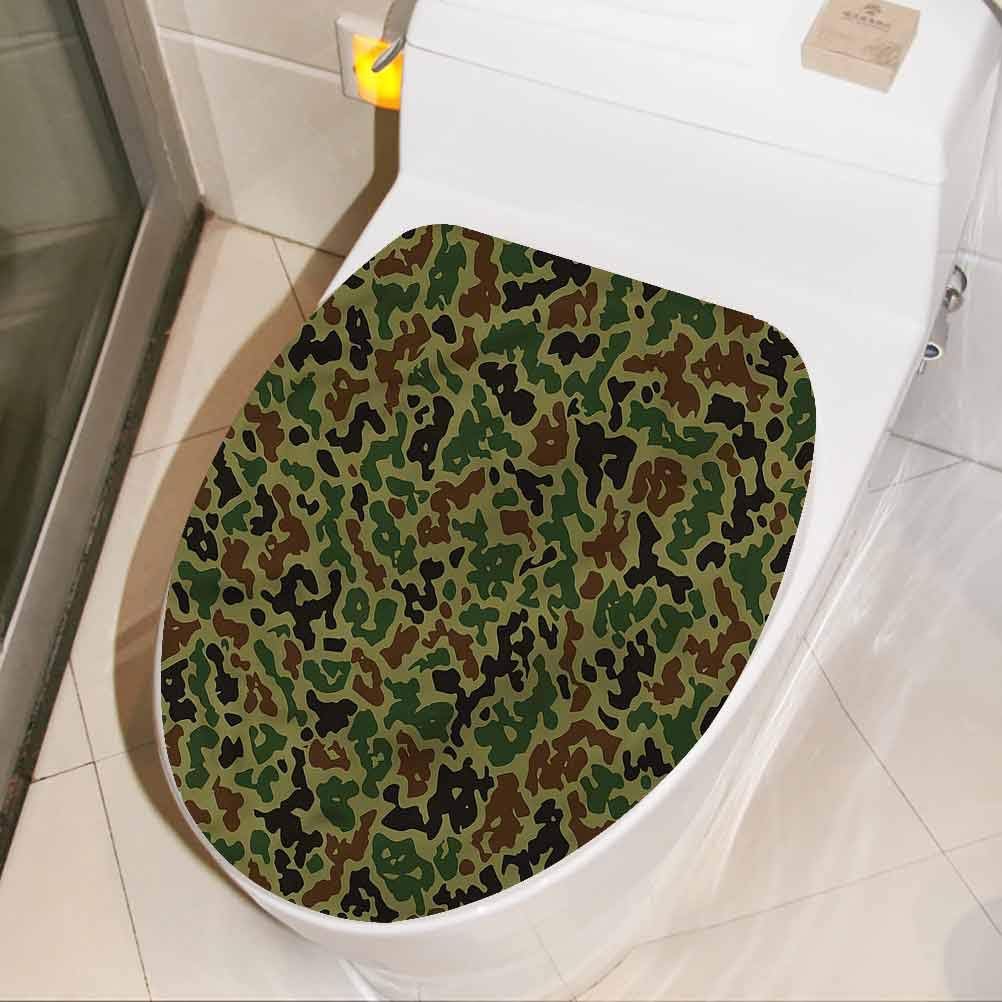 Toilet Seat Cover Decal Camouflage, Green Forest Motif Removable