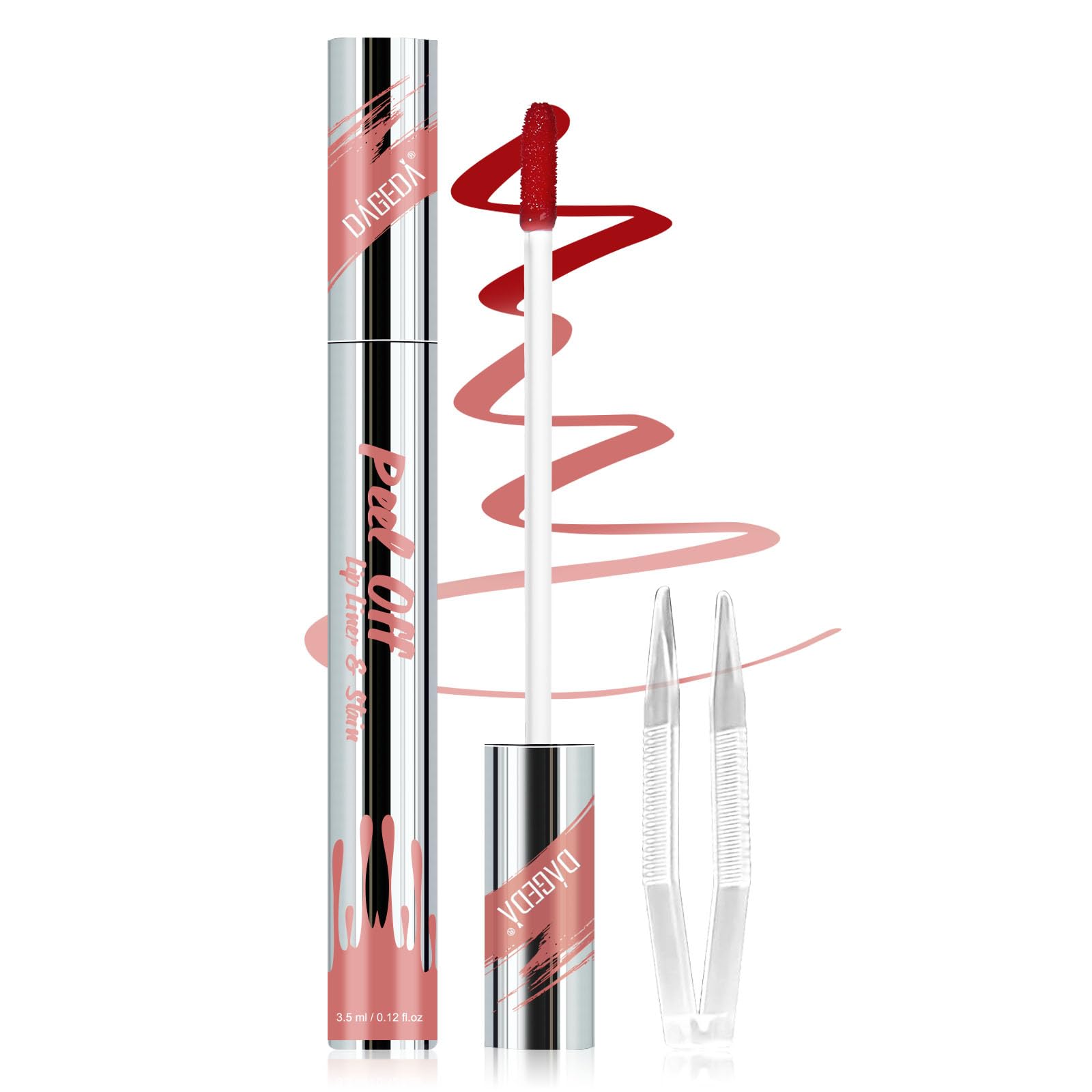 Prreal Peel Off Lip Liner Stain, Lip Stain Peel Off Tattoo Lip Liner with Tweezer, Transfer Proof, Waterproof, Long Lasting Lip Gross, Highly Pigmented Matte Finish Lip Tint Stain Lipstick(01 Sweet)