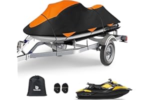 Sunwhale Jet Ski Cover Waterproof for 1-2 Seats Jet Ski Covers Heavy Duty 2 Air Vent Marine Grade UV Resistant Durable Outdoor Waverunner Cover Fits Yamaha Sea-Doo Kawasaki Fits 116" to 125"