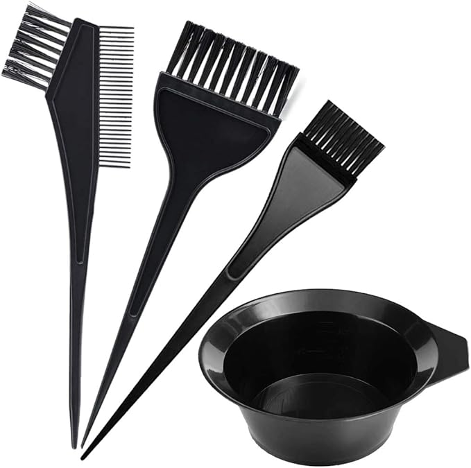 4pcs Hair Dye Kit, Bsiegel Hair Colouring Bleach Bowl Comb Brushes Tint