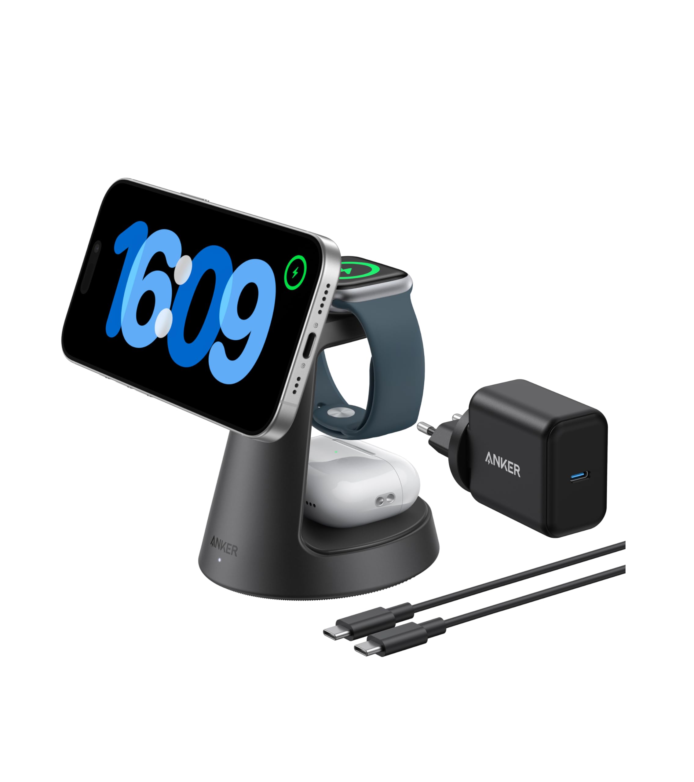 Anker MagGo 3-in-1 Ladestation Qi2 15W MagSafe kompatibel Ladegerät 2