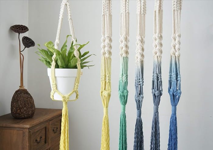 Dip dye macrame plant hangers with tassels