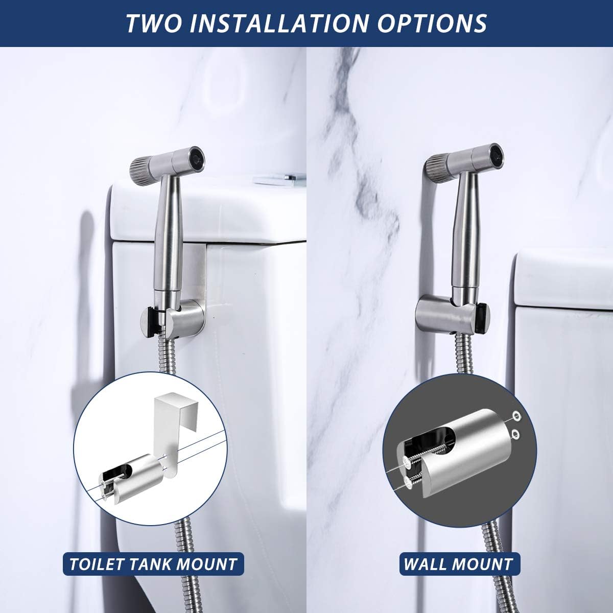 Keonjinn Handheld Bidet Sprayer for Toilet, Baby Cloth Diaper Sprayer with Superior Pressure Control Knob, Bathroom Water Bidet Sprayer Kit, Stainless Steel Bidet Toilet Attachment - - 