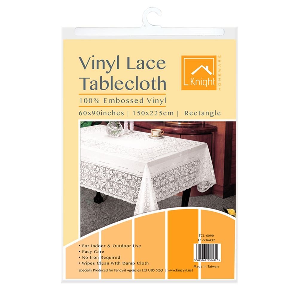 Vinyl Lace Tablecloth Table Cover White Square Round Oval Rectangle Embossed Wipe Clean Home