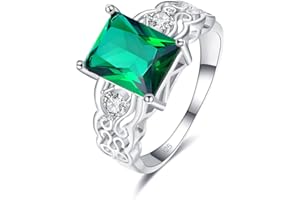 Emsione 925 Sterling Silver Plated Created Amethyst Womens Ring Best Gift for Women Girls