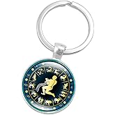 Retro Personalized Zodiac Sign Key Chain Jewelry Horoscopes Star Signs Tag Key Rings Medallion Constellation Jewelry