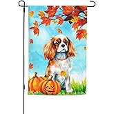 Cavalier King Charles Spaniel Dog Fall Pumpkin Autumn Garden Flag Welcome Party Outdoor Outside Decorations Picks Home House Garden Yard Decor 12x18 Inch