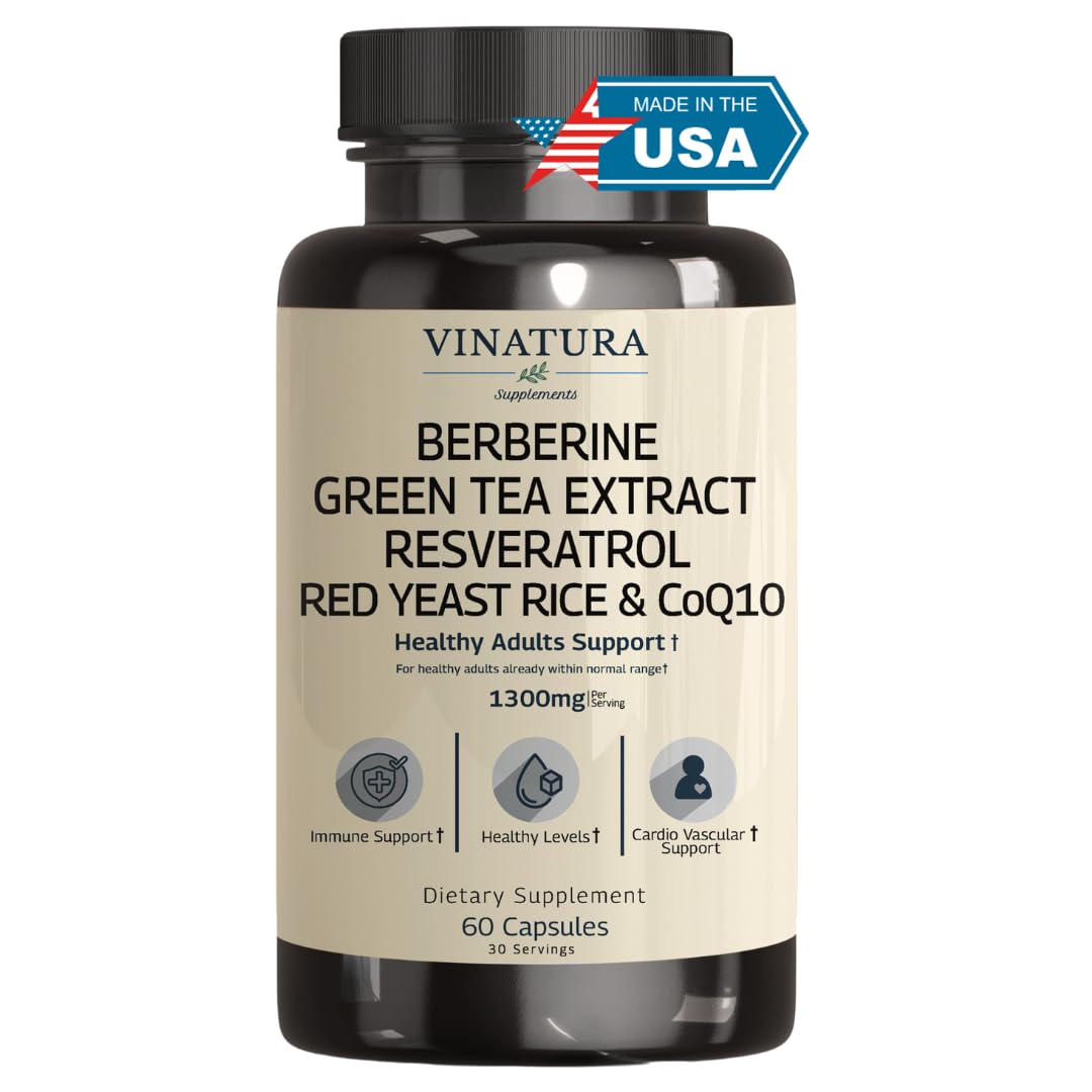 Berberine Green Tea Extract Resveratrol Red Yeast Rice Co-Q10 1300 mg