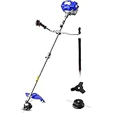 WILD BADGER POWER 52cc Weed Wacker Gas Powered, 3 in 1 String Trimmer/Edger 18’’ with 10’’ Brush Cutter,Rubber Handle & Shoul