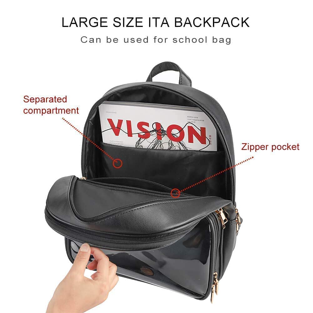 STEAMEDBUN Ita Bag Double Window Candy PU Leather Backpack Kawaii Pins Bag with insert