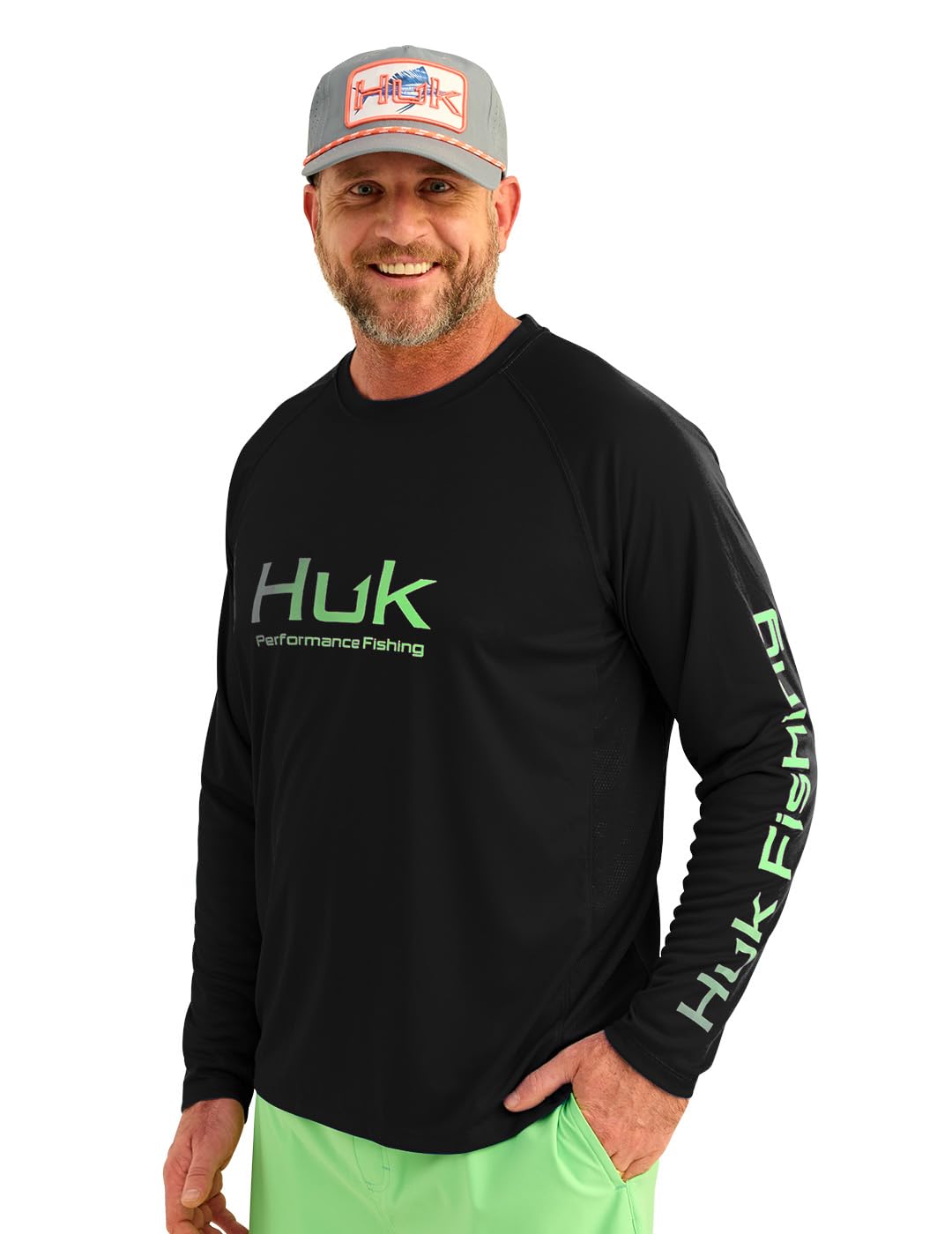HUK Mens Pursuit Vented Long Sleeve Shirt, +30 UPF Fishing Shirt, Black 2.0, XX-Large Image