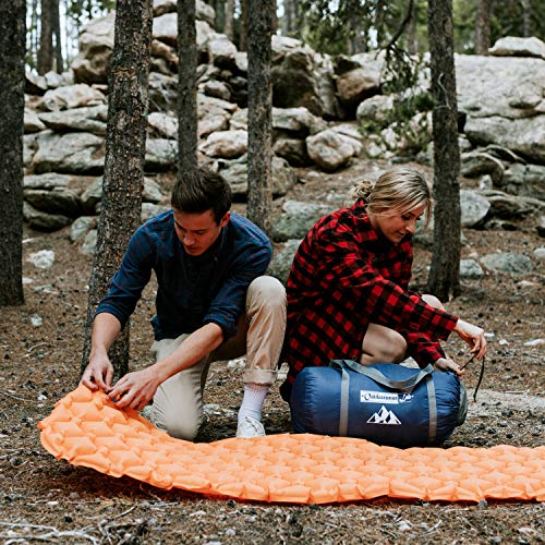 Outdoorsman Lab Camping Sleeping Pad - Ultralight Inflatable Camping Mat Pad for Backpacking & Hiking - Durable Insulated Sleeping Mat, Compact Carrying Bag and Repair Kit (Orange Bundle with Pillow) - Thumbnail 5