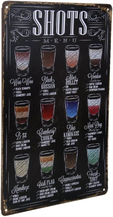 UEETEK 20x30cm Retro Vintage Bar Metal Tin Sign Poster for Wall Art Pub Bar Decor, black, 30L x 20W cm