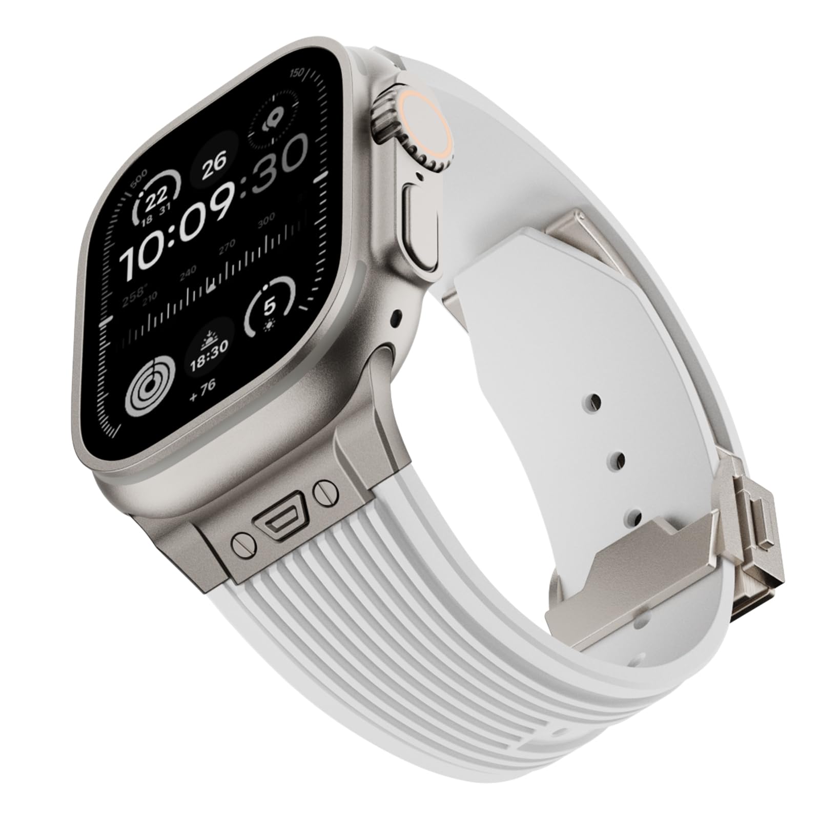 RYLIXAR Rugged Silicone Rubber Band for Apple Watch Ultra 2 Band 49mm 45mm 44mm 42mm with Folding Clasp for iWatch Ultra Series 9 8 7 6 5 4 3 2 1 SE, 42mm/44mm/45mm/49mm