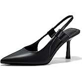 Coutgo Womens Slingback Heels Pumps Closed Pointed Toe Slip-on Kitten Heels Sandals Party Prom Dress Pump Shoes