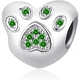 QeenseKc I Love My Pet Paw Print Heart Bead Charm Cubic Zirconia Bead Charm for Pandöra and European Bracelet