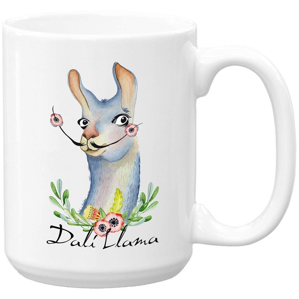Llama Coffee Mug, Dali Llama, Large 15 oz Coffee Mug Funny