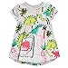 Frogwill Toddler Girls Green Dinosaur Dress Tunic Short Sleeve Summer Casual Clothes, Gray, 5t