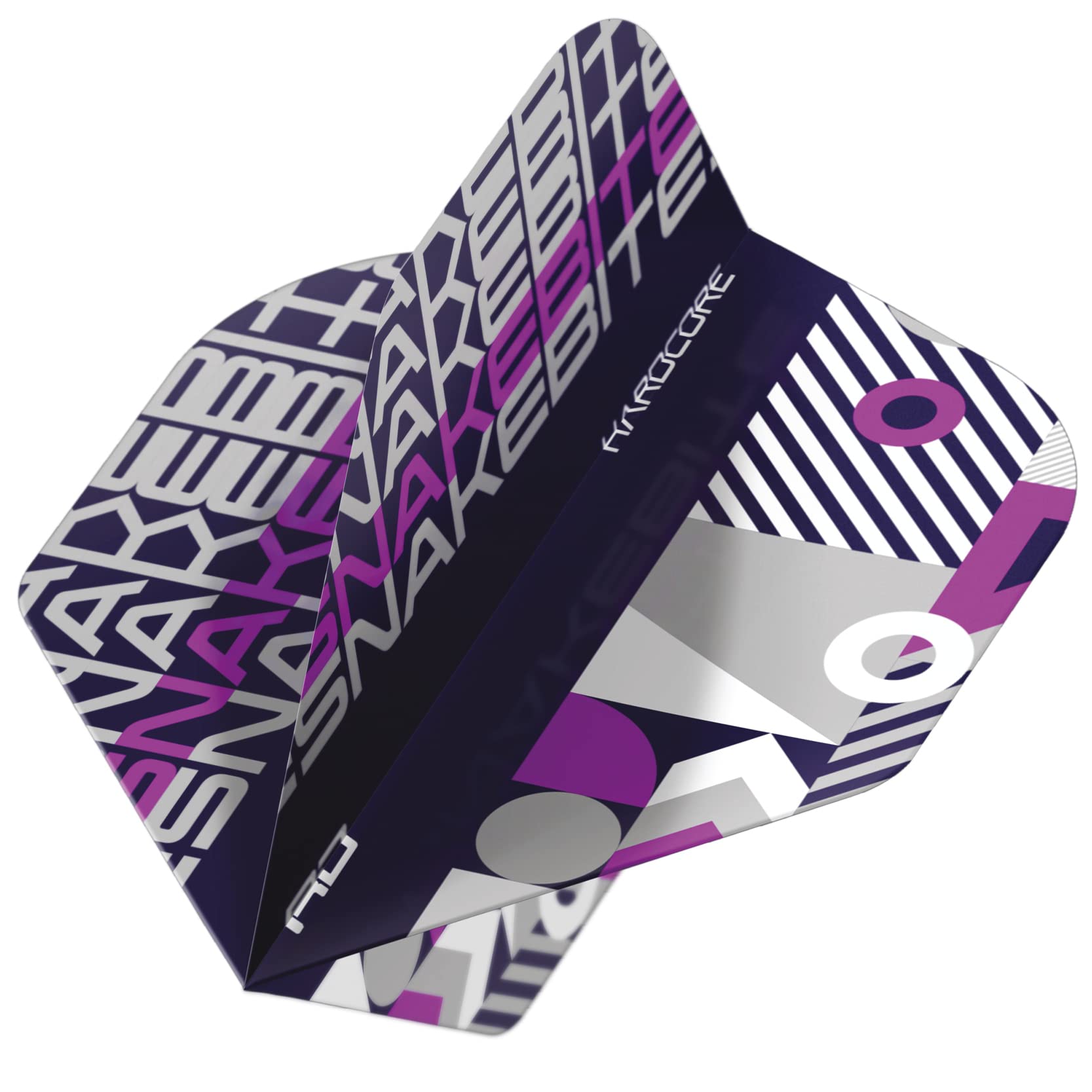 RED DRAGON Peter Wright Snakebite Hardcore Stack Black and Purple Dart Flights - 3 Sets Per Pack (9 Flights in Total)
