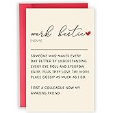 Abeletree Work Bestie Definition Cards, Work Bestie Gifts for Women Coworker Partner, Birthday Gifts for Workmate