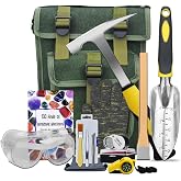 14 PCS Geology Rock Pick Hammer Kit, Prospecting Equipment Tool | Gold Mining Tool, Musette Bag, 22oz Hammer &amp; Digging Chisels, Shovel, Magnifying Glass, Whistle, Goggles
