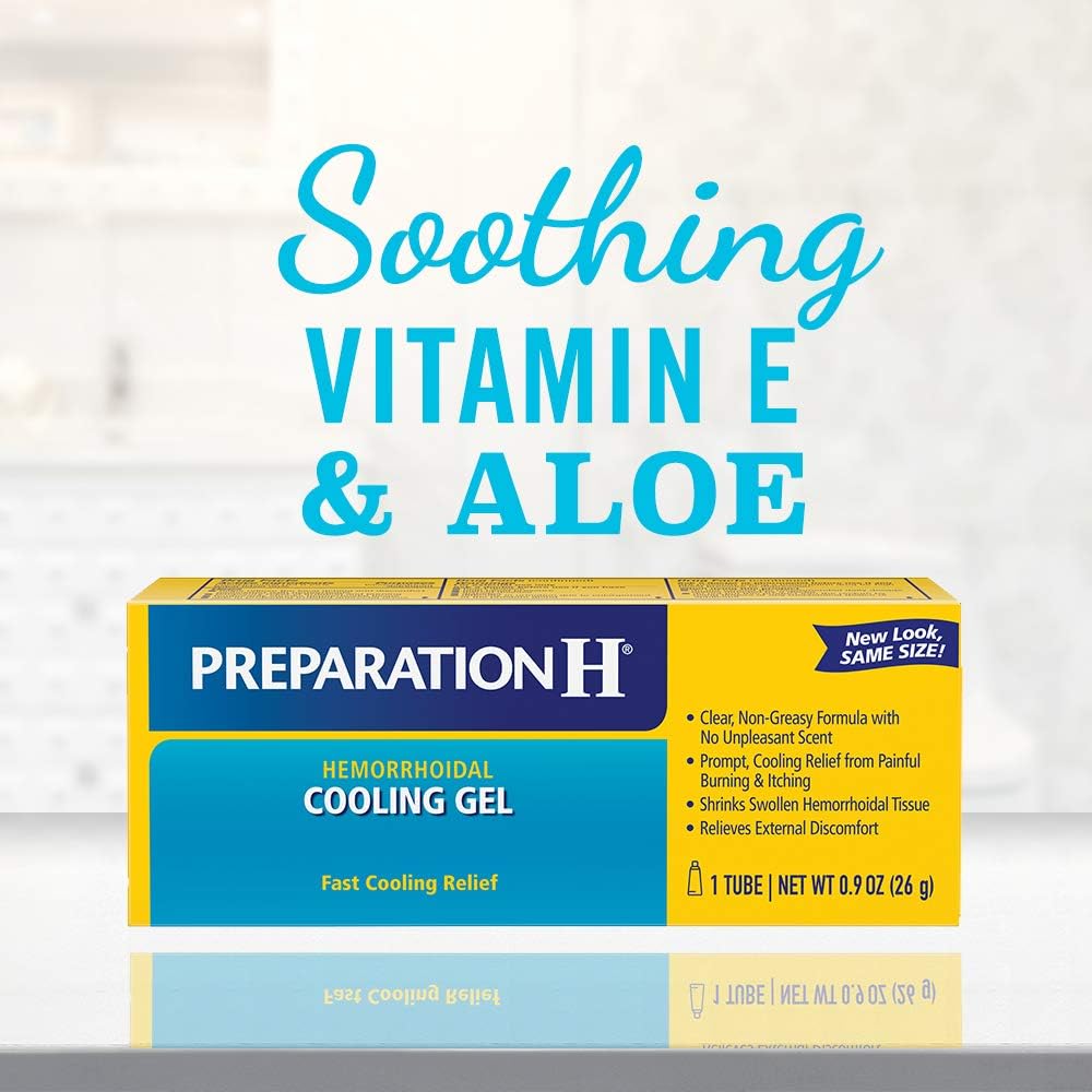PREPARATION H Hemorrhoid Symptom Treatment Cooling Gel, Fast Discomfort Relief with Vitamin E and Aloe, Tube (0.9 Ounce): Health & Personal Care