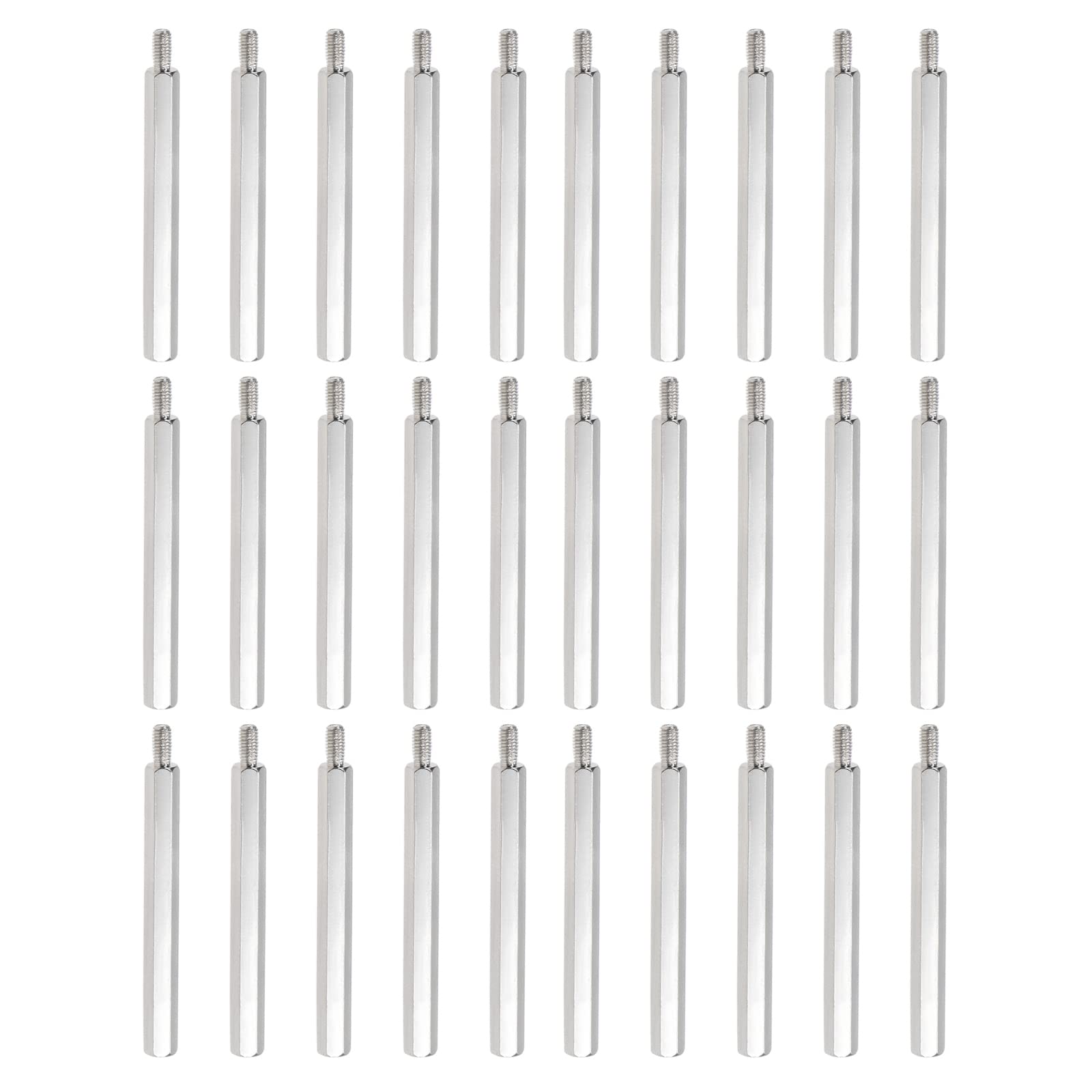 YOKIVE 30 Pcs M3 Standoff Screws, Nickel Plated Hex PCB Standoffs, Keep Height Consistent, Great for Motherboard (Silver Tone, 45mm+6mm)