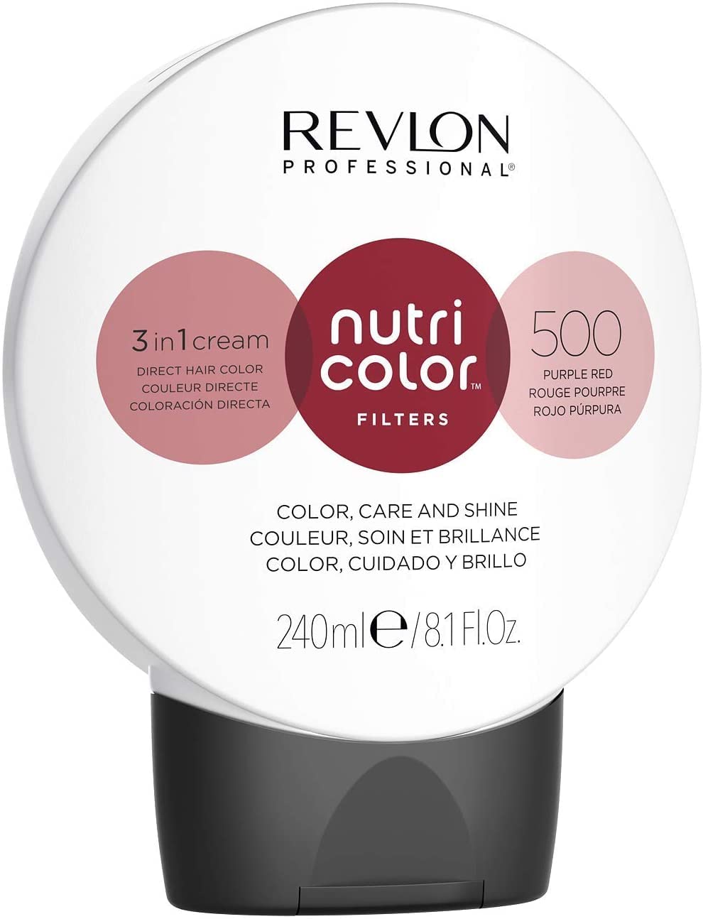 REVLON PROFESSIONAL NUTRI COLOR FILTERS, Bright Semi-Permanent Direct Hair Dye, 500 Purple Red, 240 ml