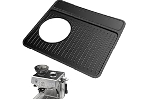 NOTSEK Tamping Mat for Breville 870/880, Espresso Tamper Mat, Food Grade Silicone Non-Slip, 11in x 9.25in, Waterproof Heat Resistant, Espresso Tamping Station for Espresso Machine Barista Accessories (Black)