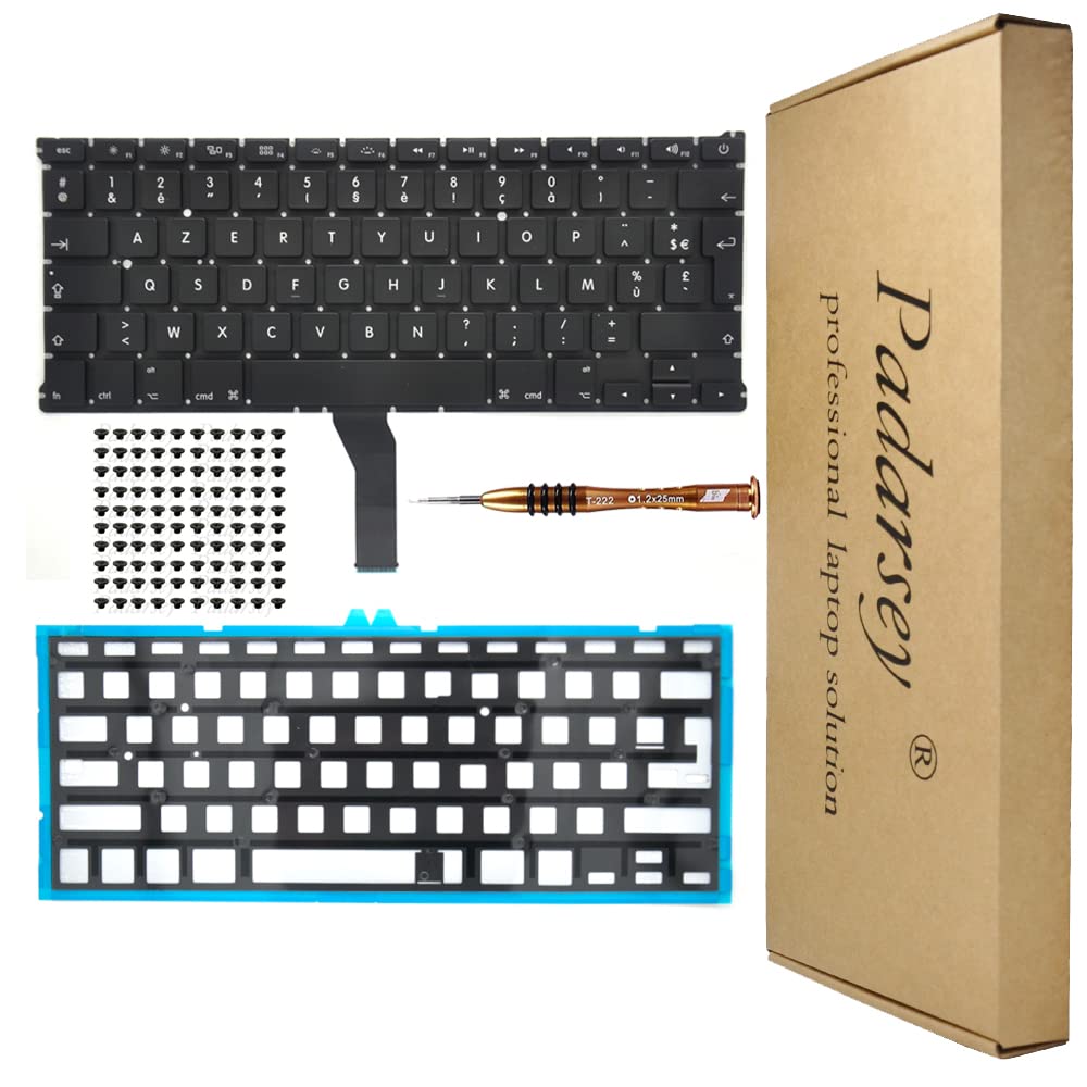 Pardarsey the French Background Keyboard R閠roclair Clavier Fran鏰is with 80 PCE Screws Compatible with MacBook Air 13-Inch A1369 A1466 with Screwdriver