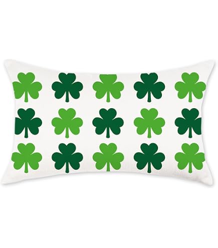 St. Patrick's Day Shamrock Lumbar Pillow Cover – 12x20 Inch Farmhouse Style Couch Throw For Sofa Decor - View #9