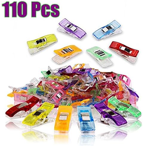 Sewing Clips, Pack of 110 Multipurpose Plastic Craft Sewing Clips Assorted Colors For Quilting Crafting by Fezep