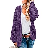 Ferrtye Womens Oversized Chunky Open Front Cardigan Sweaters Cable Knit Long Sleeve Cardigans Outwear Coats