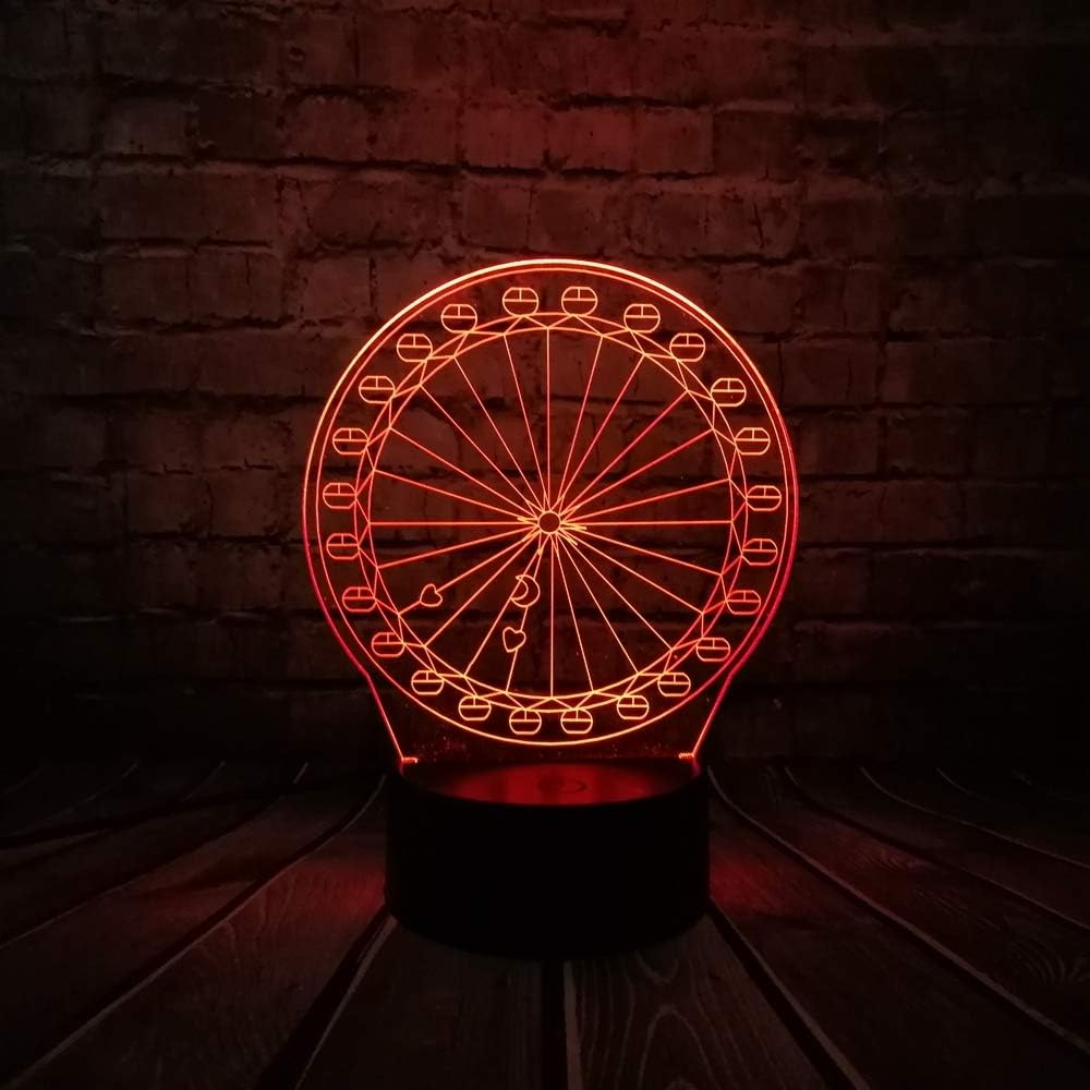 KangYD Innovative Ferris Wheel 3D Night Light,LED Visual Lamp,Romantic Gift,B - Remote 7 Color（Black Base）,Optical Illusion Lamp,USB Powered,Visual Lamp [Energy Class A+++]