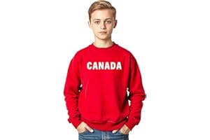 Kids Fleece Canada Sweatshirt, Custom Handmade Premium Youth Unisex Canada Maple Leaf Sweatshirt L3 (Crewneck, Red, M)
