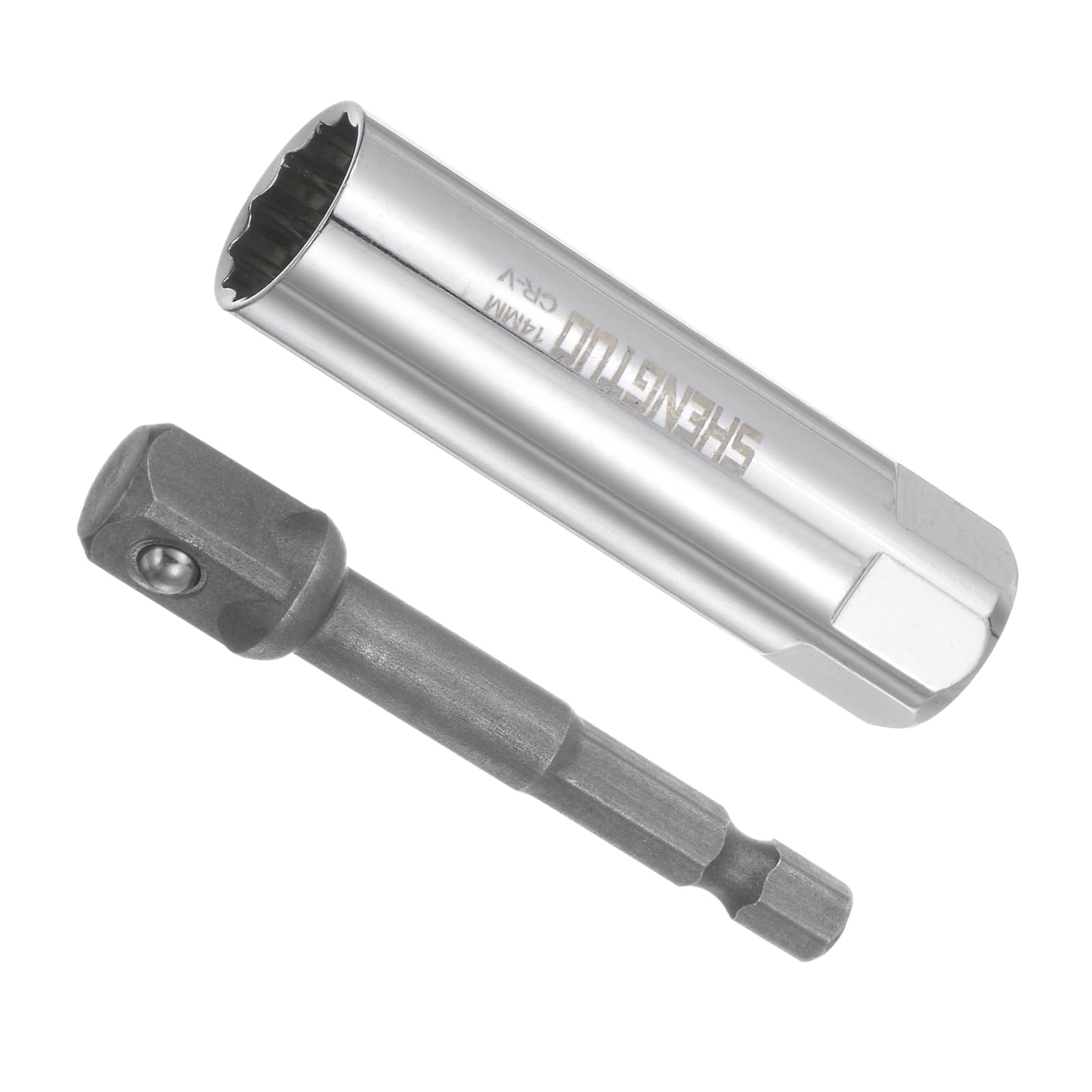 CoCud Spark Plug Socket Set, Metric 14mm 3/8" Drive 2.5" Length, CR-V Mirror Finish Magnetic Socket with Socket Extension - (Applications: for Fastener)