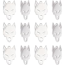 WDBAYXH 5Pcs Perles Tête De Loup En Acier Inoxydable Argent Antique 2mm Petit Trou Perles Animal Loup Perles En Vrac Creative Spacer Perles Charme