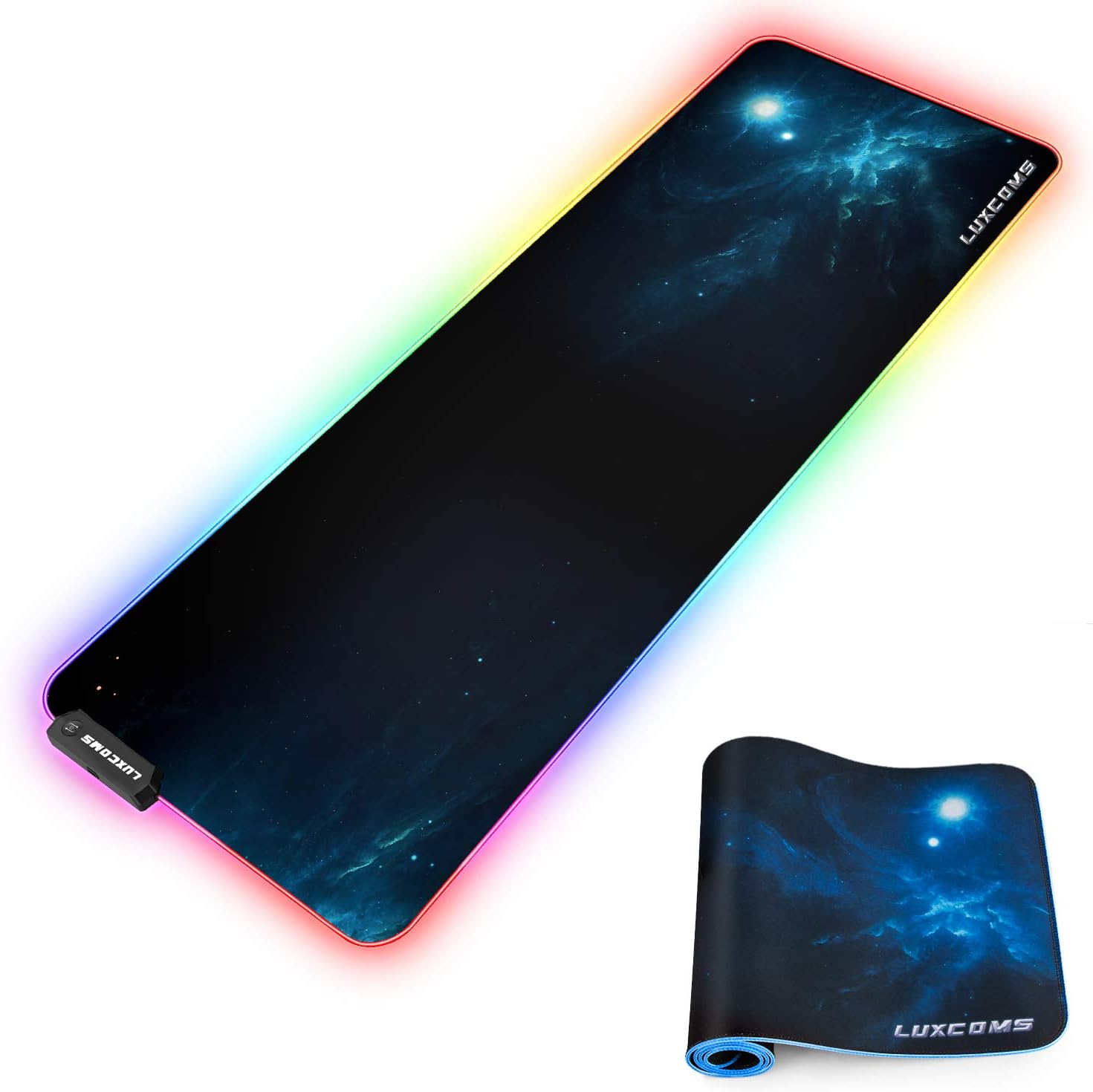 LUXCOMS RGB Soft Gaming Mouse Pad Large, Oversized Glowing Led Extended Mousepad, Non-Slip Rubber Base Computer keyboard Pad Mat, 31.5X 11.8in : Office Products
