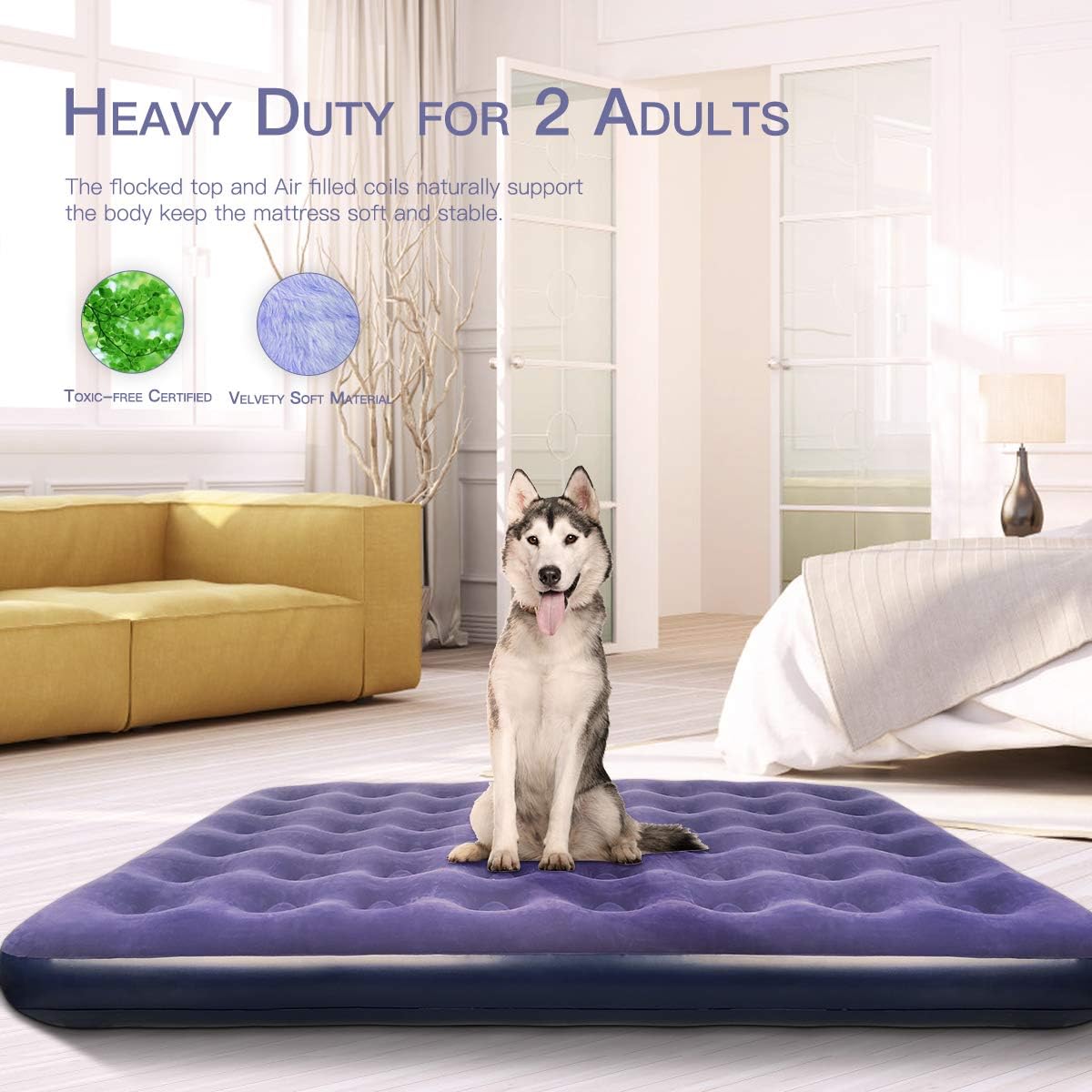 Gift Queen Air Mattress with Electric Pump -Portable Blow Up Mattress for Camping to Gifting Eye Mask/Pillow/Ear Plugs -Durable Inflatable Air Bed -Gifts for Men/Women/Her/Him: Kitchen & Dining