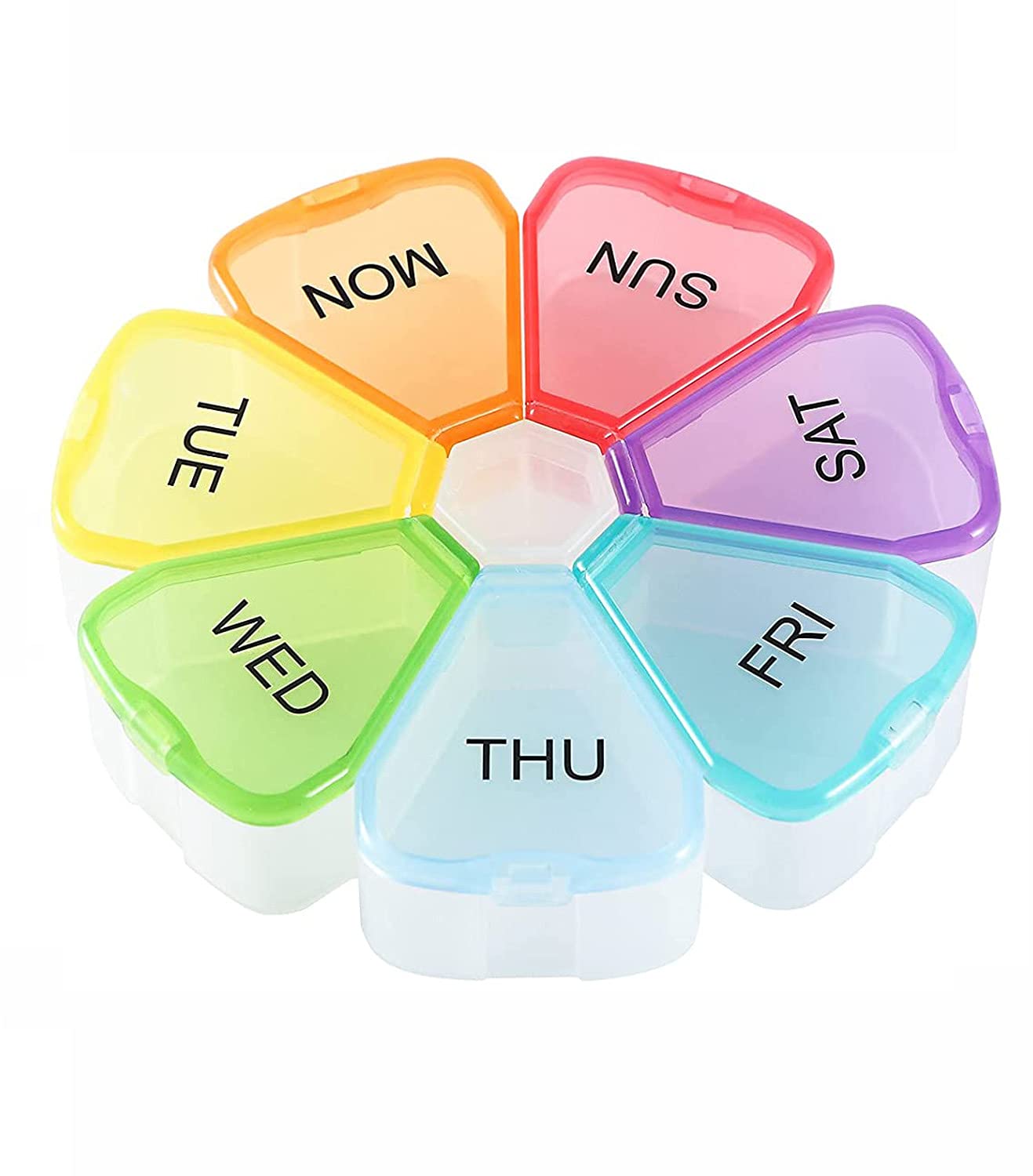 Portable Weekly Pill Box, Easy to Open 7 Day Tablet Box, Travel Pill Case with Snap Shut Lids Design, Tablet Organiser for Vitamins, Supplements & Medicine for Home, Work and Travel