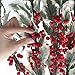 Package of 12 Artificial Red Berry and Mini Holly Leaves Floral Sprays for Holiday Decorating, Flower Arrangments or Home Decor Accents