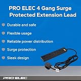 PRO ELEC PELB1706 4 Gang Surge Protected Mains Extension Lead 2m Black view 4