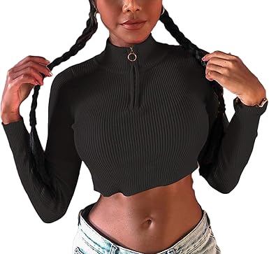 half zip crop sweater
