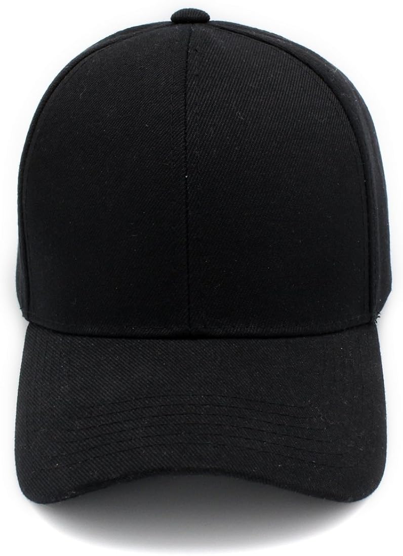 Baseball Cap Hat Men Women - Classic Adjustable Plain Blank, BLK: Clothing