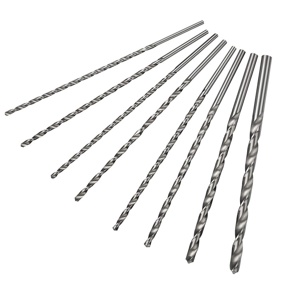 8 PCS 200mm Extra Long Twist Drills Bits HSS Straight Shank Twist Bits Hole Cutter Cutting Drilling Tool for Angle Iron, Aluminum, Copper, Wood and Stainless Steel Within 1-4mm