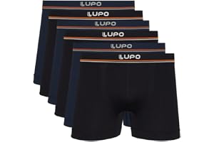 Kit 6 Cuecas Lupo Boxer Masculinas Microfibra de Poliamida Sem Costura Adulto