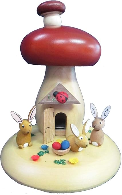 Amazon エルツ 木工芸 煙出し人形 家 うさぎときのこ Richard Glaesser Seiffen クリスマス雑貨 おもちゃ