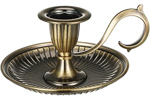 Healifty Candle Holder Candlestick Holder: Taper Candle Holders for Christmas Decor, Vintage Bronze Candlestick Holder with Handle, Candle Stand Chamberstick Handheld for Party Wedding Decor