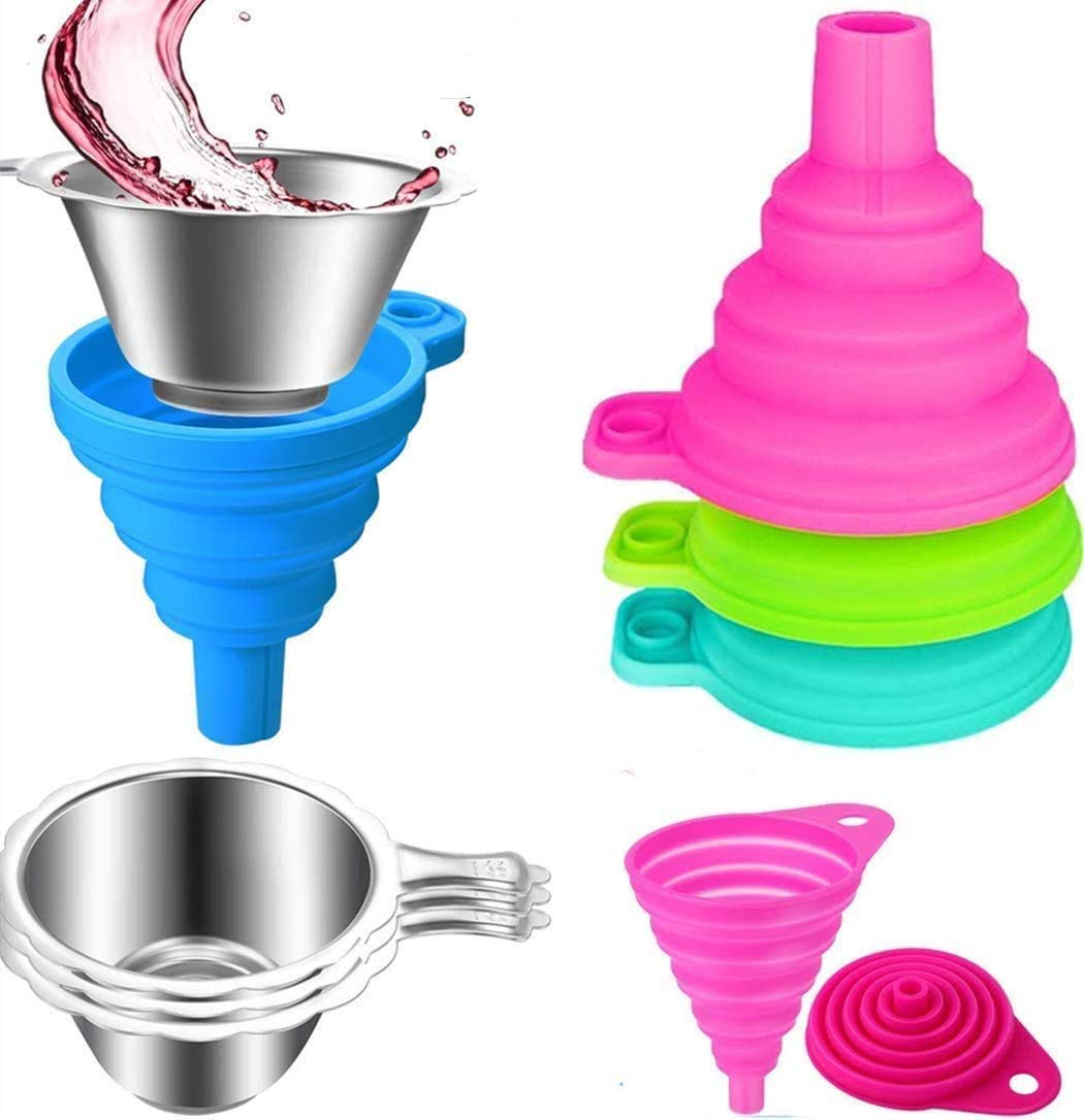 Photo 1 of MIZORLIE(6 Pack) 3D Printer Accessories Parts Collapsible Silicone Funnels and Stainless Steel Resin Filter Cups for Pouring Resin Back into Bottle for ANYCUBIC Photon Sparkmaker Kelant Orbeat D100