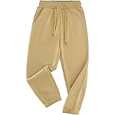 GLEAMING GRAIN Kids Unisex Cotton Sweatpants Drawstring Plain Jogger Pants for Boys or Girls Age 5-12 Years